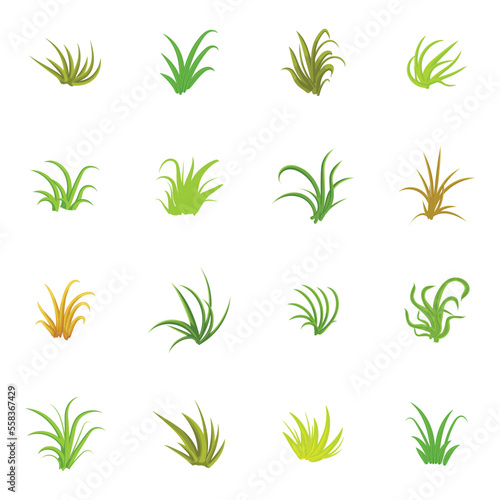 Pack of Lawn Grass Flat Vector Designs