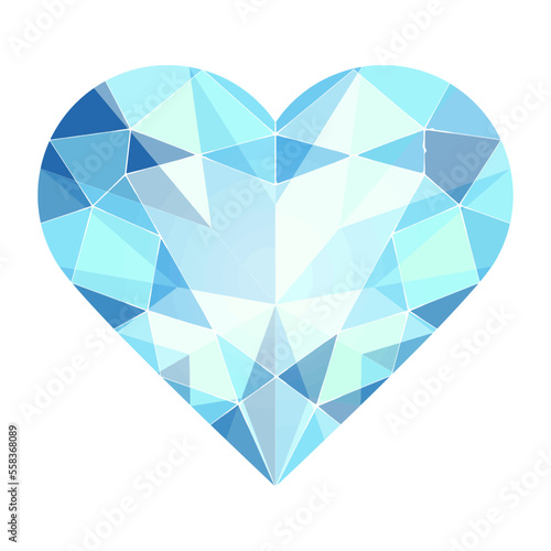 ハートシェイプブリリアントカットの水色のジュエリーイラスト画像