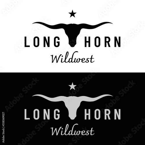 Longhorn bull, cow and buffalo vintage logo template. for badges, restaurant, business.