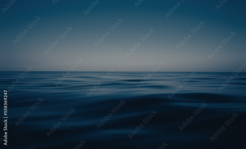 evening seascape with sea horizon and clear sky