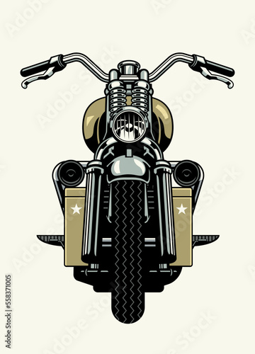 Front Side View of World War 2 Motorcycle