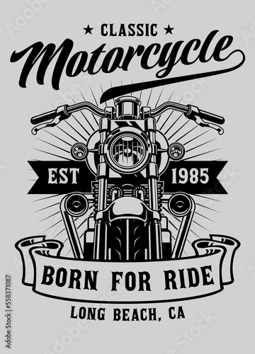 Motorcycle T-shirt Design in Black and White Style