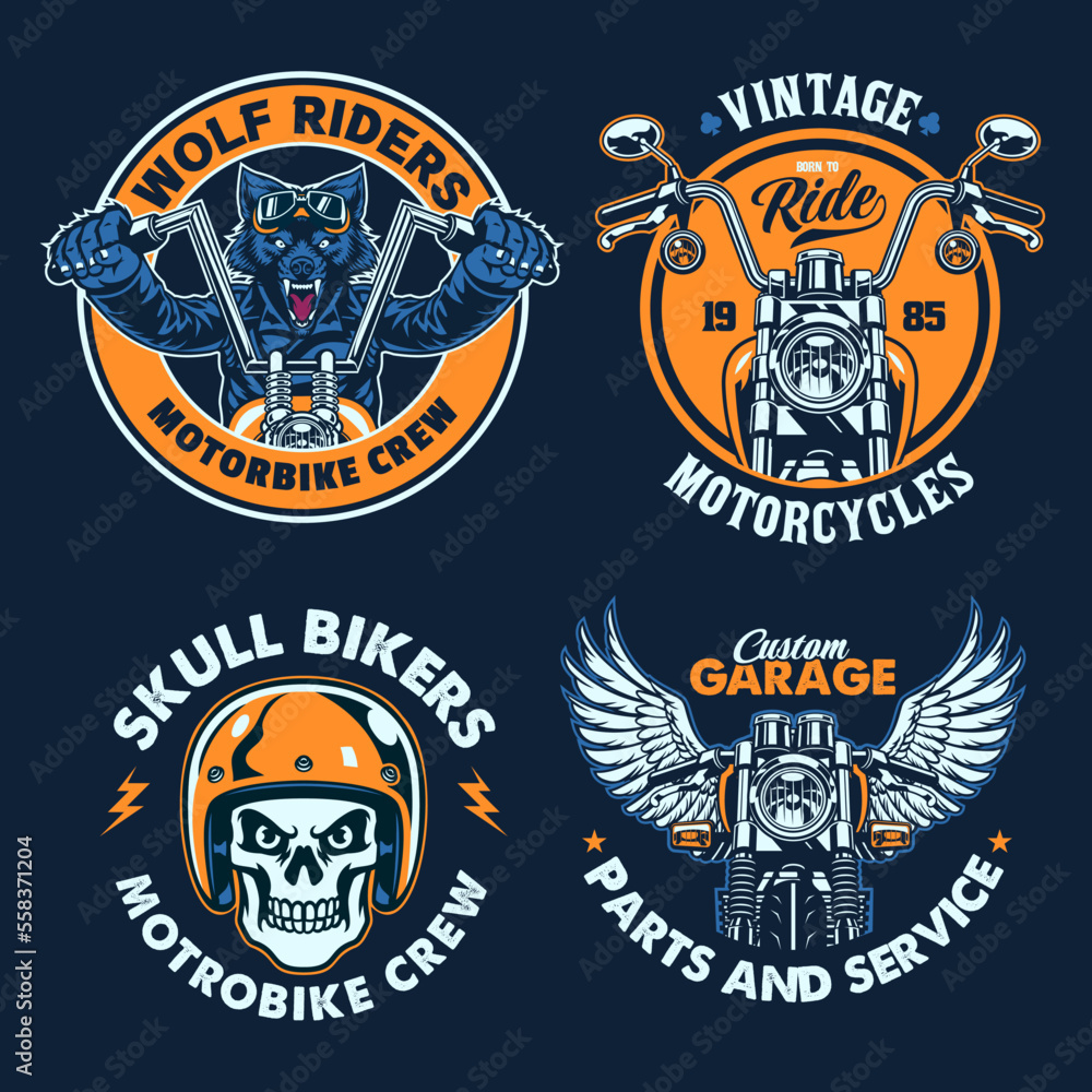 Set of Vintage Motorcycle Badges