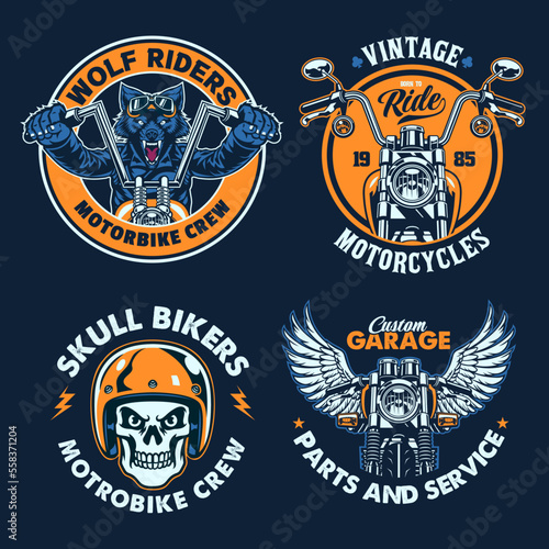 Set of Vintage Motorcycle Badges