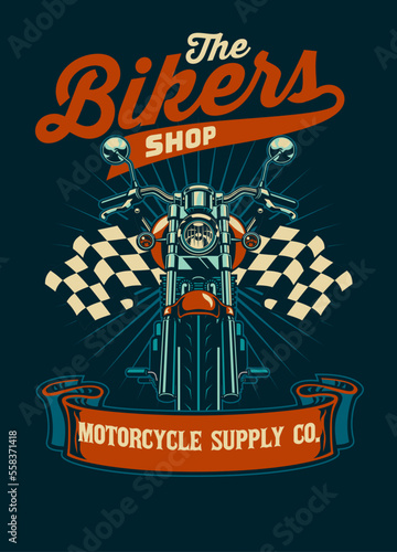 Vintage T-shirt design of Old Retro Racing Motorcycle Garage