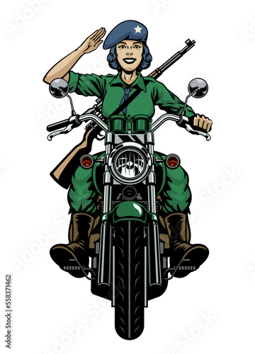 Women Biker riding Motorcycle