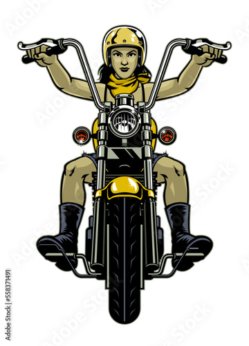 Women Navy Soldier Riding on Motorcycle