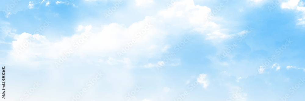Blue sky and white clouds on daytime, beautiful space view for design background or wallpaper