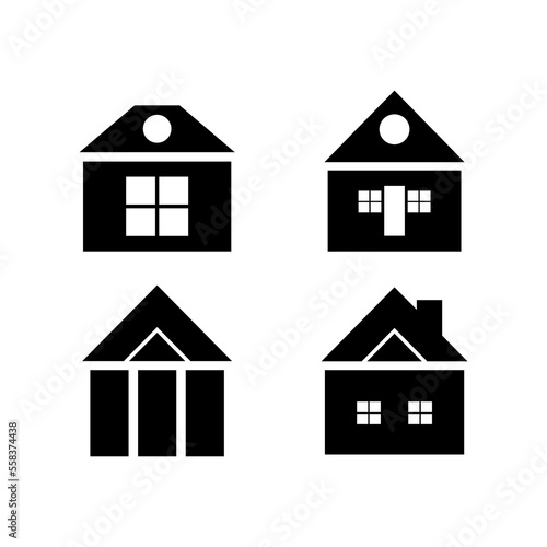 house icon set vector illustration in black