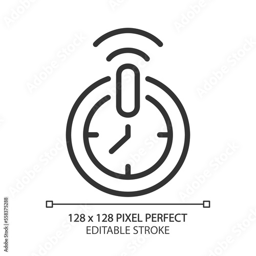 Automatic shut off timer pixel perfect linear icon. Countdown home appliance. Devices control. Internet of things. Thin line illustration. Contour symbol. Vector outline drawing. Editable stroke