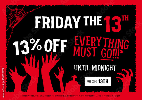 Friday the 13th sale horisontal poster illustration