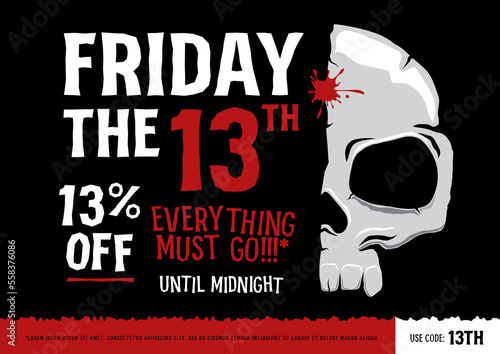 Friday the 13th sale horisontal poster illustration