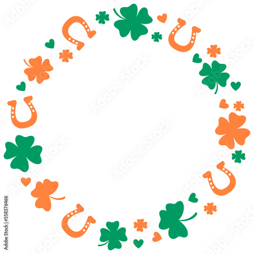 St patricks day round wreath svg, Shamrock and horse shoe border