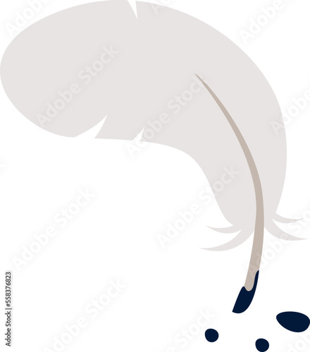 Feather with ink flat icon
