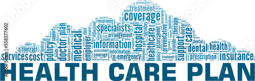 Health Care Plan word cloud conceptual design isolated on white background.