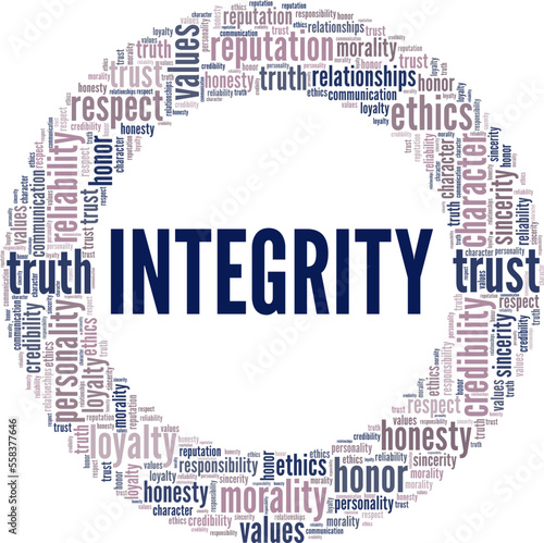 Integrity word cloud conceptual design isolated on white background.