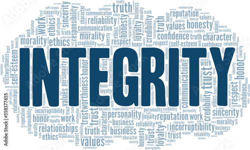 Integrity word cloud conceptual design isolated on white background.