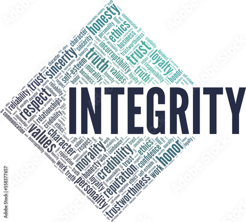 Integrity word cloud conceptual design isolated on white background.