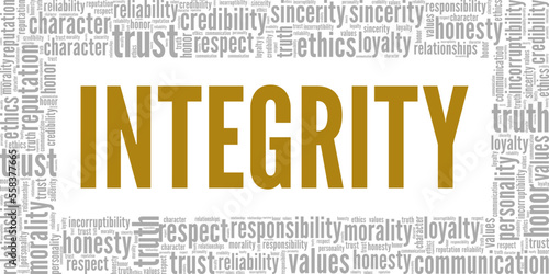 Integrity word cloud conceptual design isolated on white background.