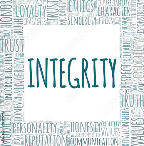 Integrity word cloud conceptual design isolated on white background.