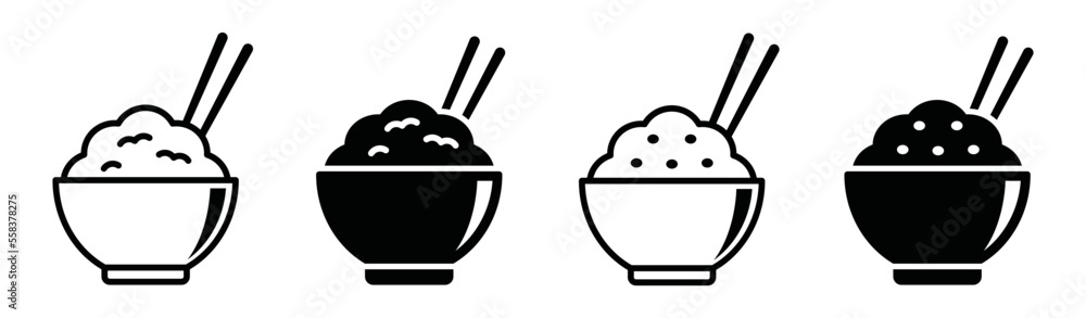 Rice bowl and chopstick icon, vector illustration Rice bowl and chopstick icon, vector illustration
