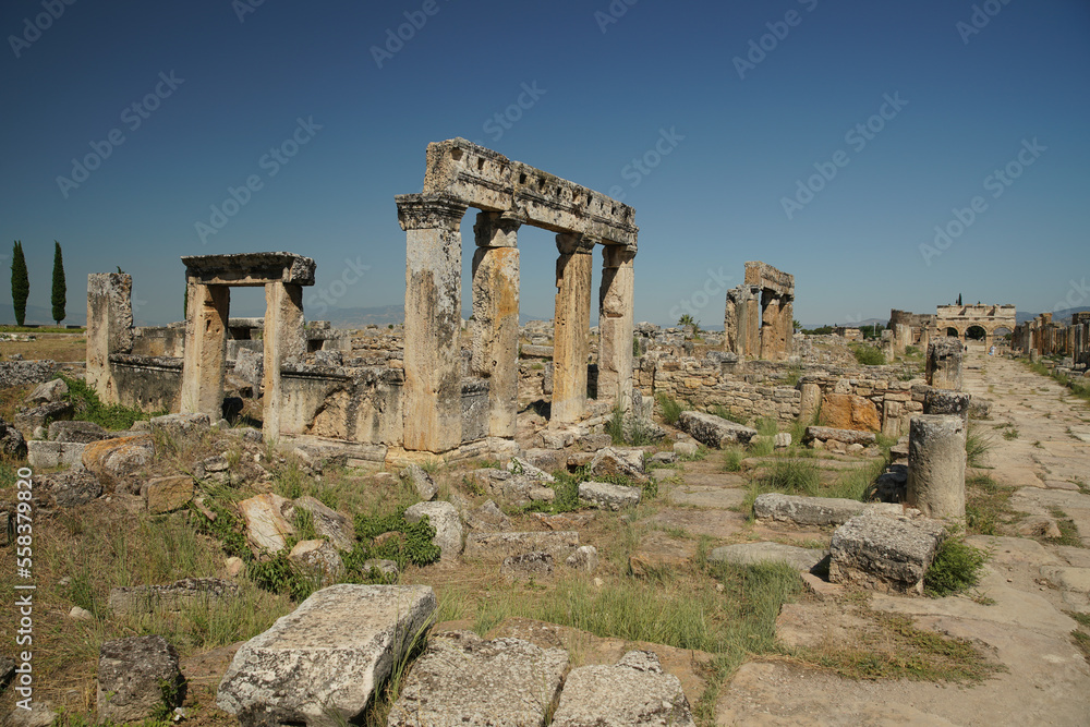Main Street at Hierapolis Ancient City in Pamukkale, Denizli, Turkiye