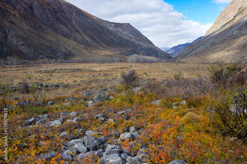 View of Chulyshman valley in Altay mountains in the autumn © gumbao