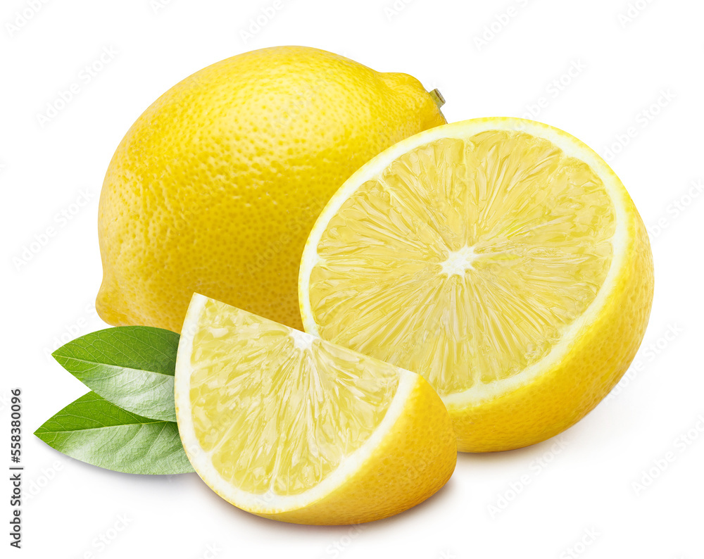 Delicious lemons, isolated on white background