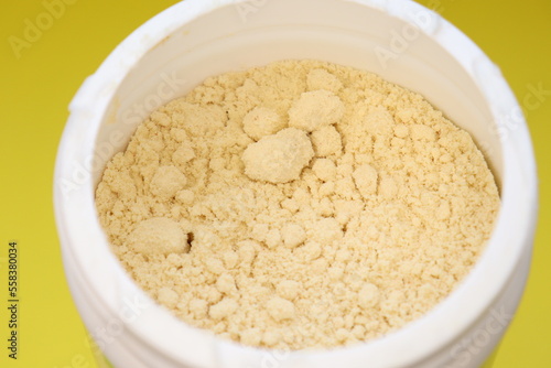 sweet protein shake in white cup