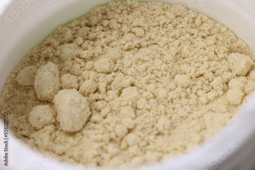 sweet protein shake in white cup