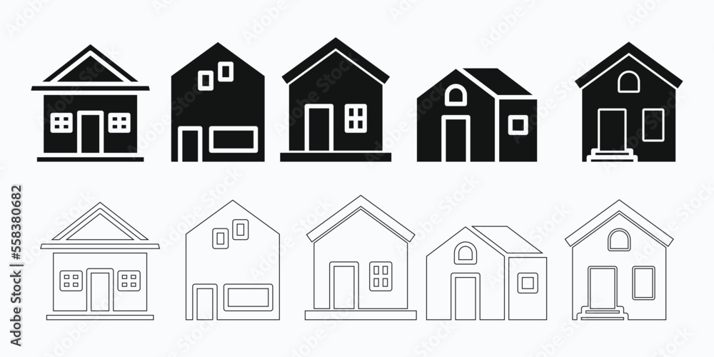 Set of houses vector icon