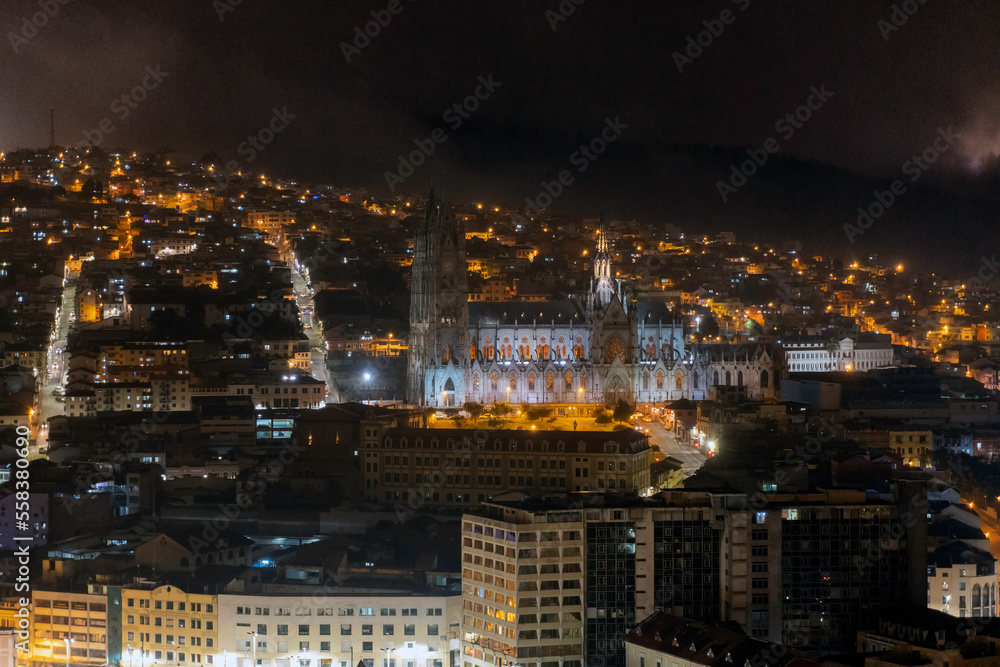 night view of the basilica of the national vote