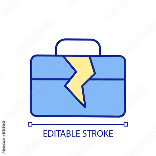 Unemployment RGB color icon. Career problems. Employment issues. Fired employee. Recruitment. Business crisis. Isolated vector illustration. Simple filled line drawing. Editable stroke