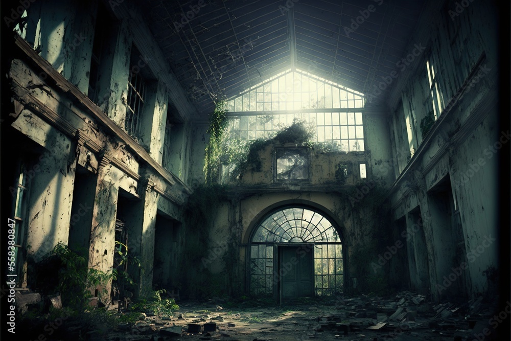 4K Abandoned building interior, Landscape, Beautiful