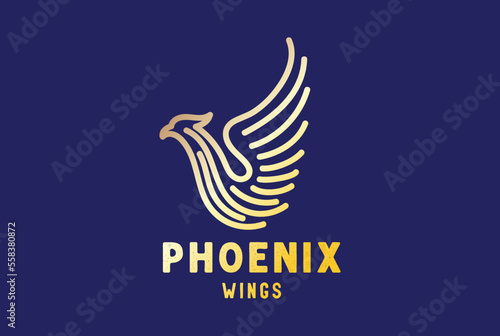 Luxury Golden Phoenix Wings Logo Design Vector