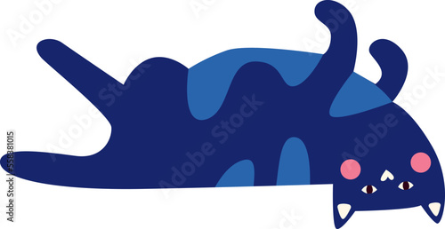 Cartoon hand drawn abstract cat flat icon