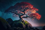 illustration of beautiful Japanese maple tree with nature background