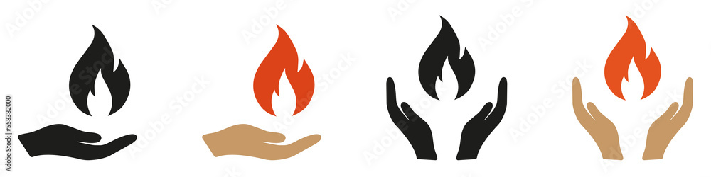 Fire flame in hand. Icon vector illustration on white background. EPS 10 Fire flame in hand. Icon vector illustration on white background. EPS 10