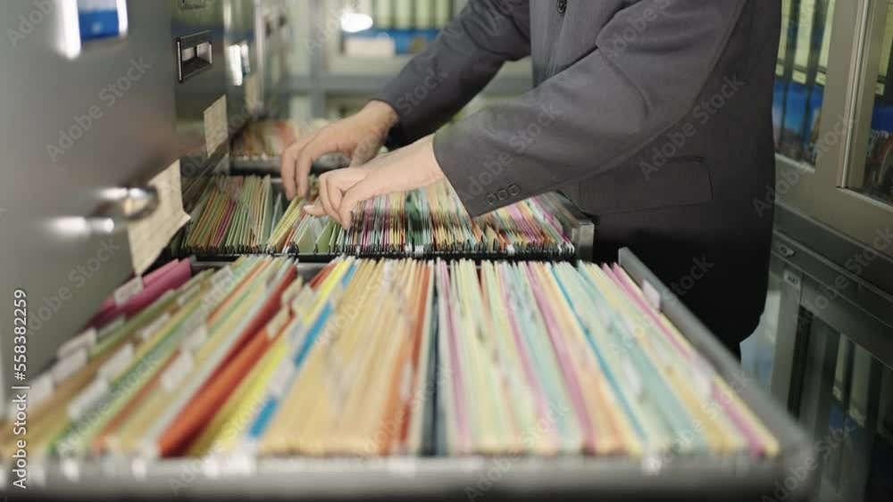 Important documents in files business documents are placed in a filing cabinet in the office.