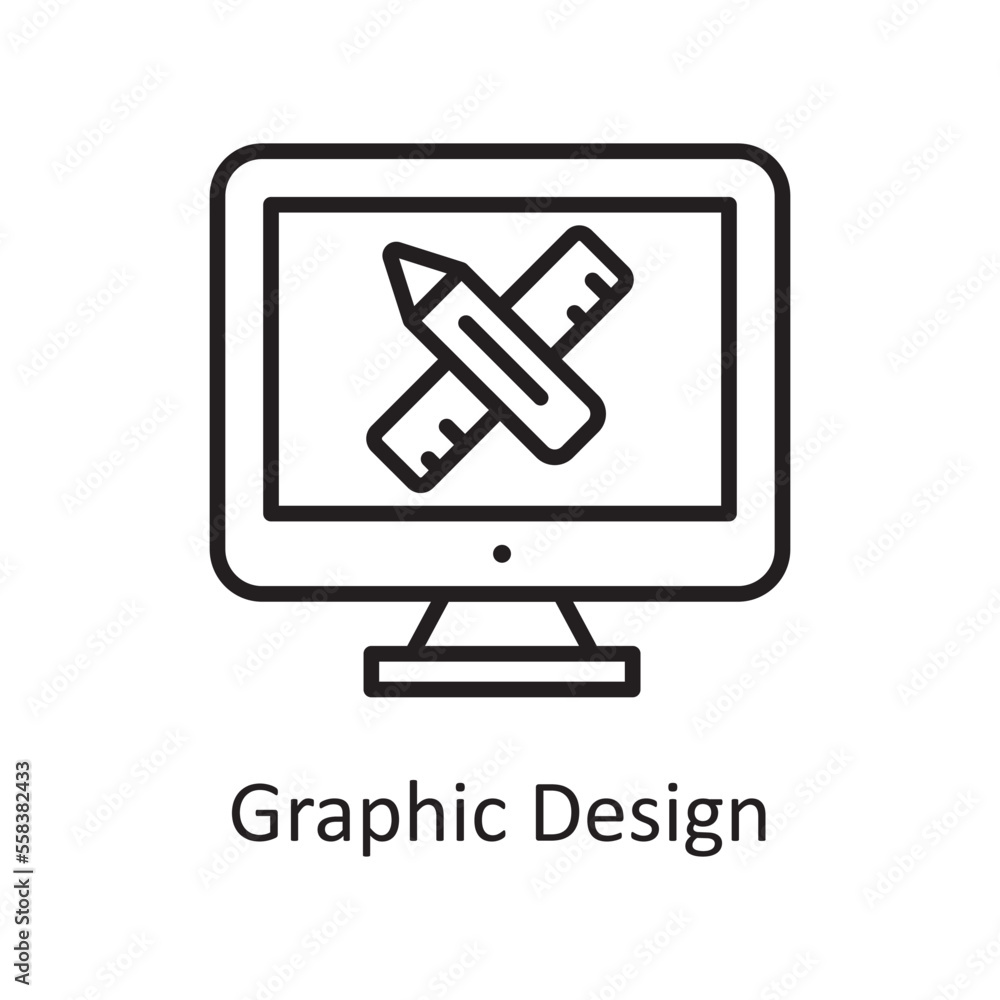 Graphic Design Vector Outline Icon Design illustration. Design and Development Symbol on White background EPS 10 File