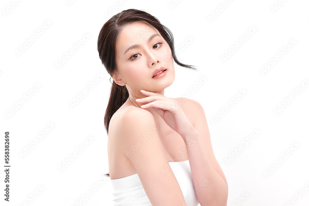 Beautiful young asian woman with clean fresh skin on white background, Face care, Facial treatment, Cosmetology, beauty and spa, Asian women portrait. Beautiful young asian woman with clean fresh skin on white background, Face care, Facial treatment, Cosmetology, beauty and spa, Asian women portrait.