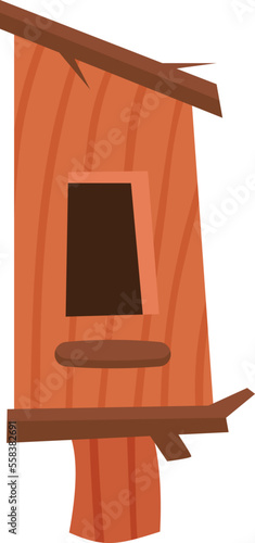 Vintage wooden birdhouse flat icon Feeder for birds