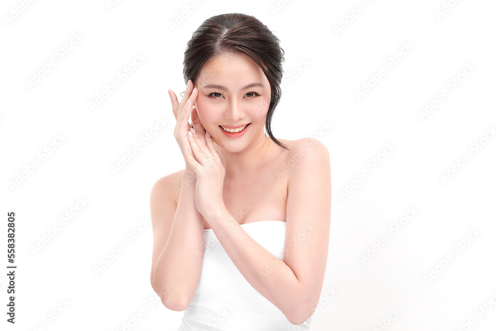 Beautiful young asian woman with clean fresh skin on white background, Face care, Facial treatment, Cosmetology, beauty and spa, Asian women portrait. Beautiful young asian woman with clean fresh skin on white background, Face care, Facial treatment, Cosmetology, beauty and spa, Asian women portrait.