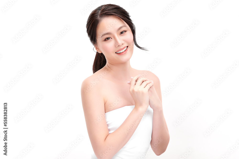 Beautiful young asian woman with clean fresh skin on white background, Face care, Facial treatment, Cosmetology, beauty and spa, Asian women portrait. Beautiful young asian woman with clean fresh skin on white background, Face care, Facial treatment, Cosmetology, beauty and spa, Asian women portrait.