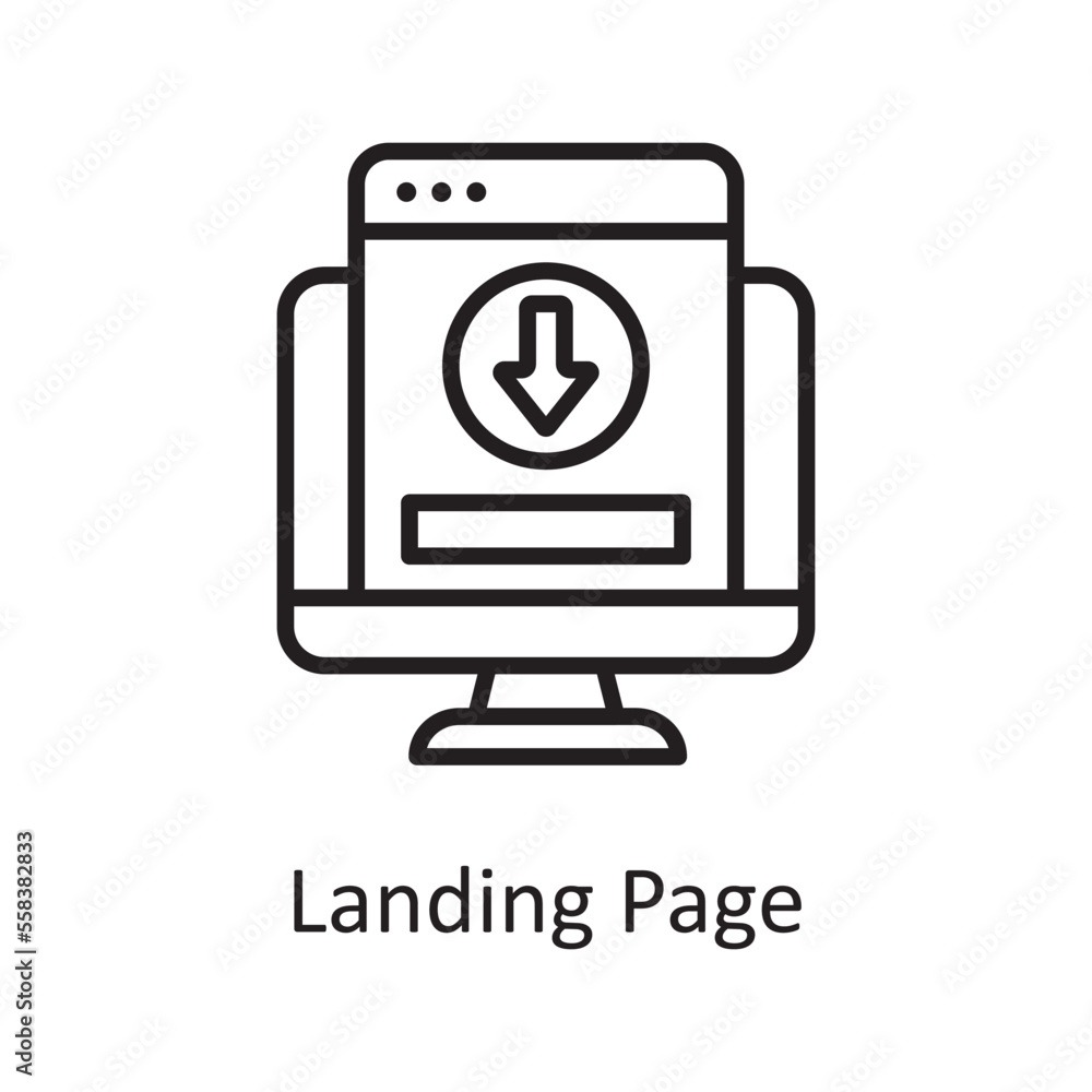 Landing Page Vector Outline Icon Design illustration. Design and Development Symbol on White background EPS 10 File Landing Page Vector Outline Icon Design illustration. Design and Development Symbol on White background EPS 10 File