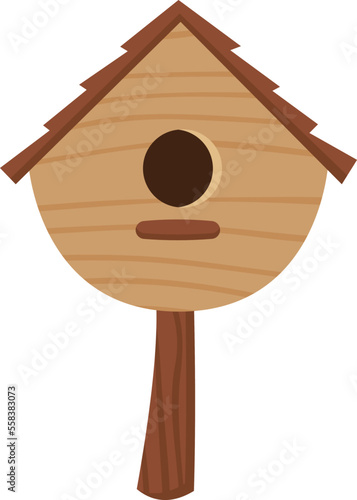 Vintage wooden birdhouse flat icon Feeder for birds