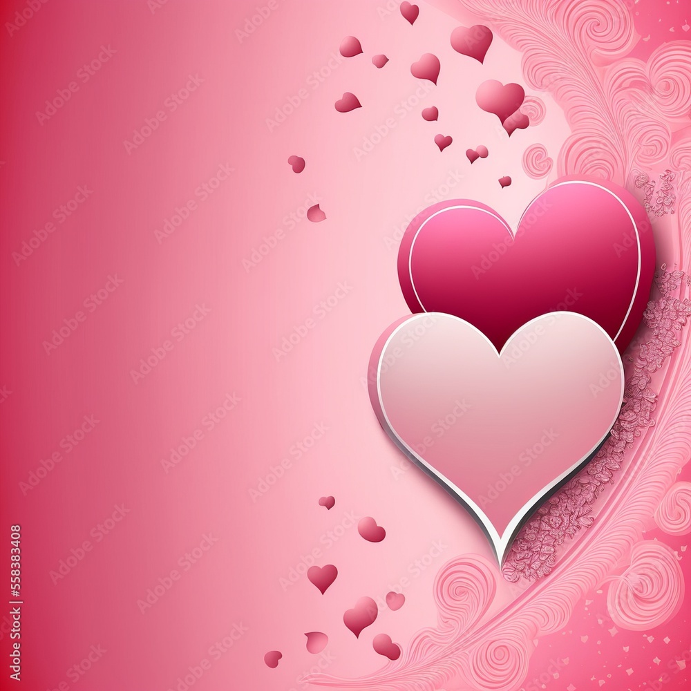 Pink hearts patterned on pink background, valentine's day. Generative AI