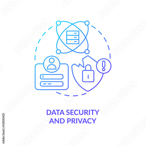 Data security and privacy blue gradient concept icon. Information protection. Datalogy challenge abstract idea thin line illustration. Isolated outline drawing. Myriad Pro-Bold font used