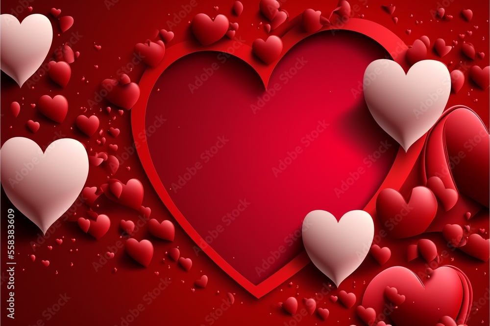 Patterned red hearts on red background, valentine's day. Generative AI Patterned red hearts on red background, valentine's day. Generative AI