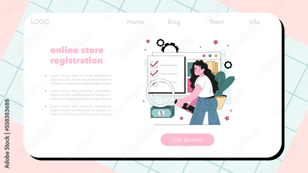 Payment integration web banner or landing page set. Online store payment